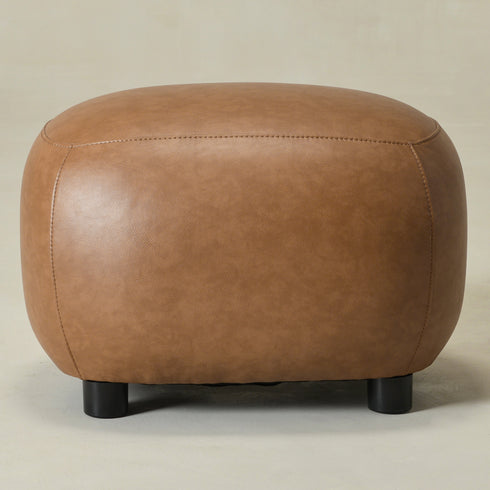 Elmer Faux Leather Ottoman – Round Camel Ottoman | Decorative Ottoman | Kinwell Furniture | Modern Faux Leather Furniture